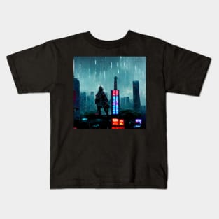 Cybernaut - Cyberpunk Cityscape Skyline Kids T-Shirt